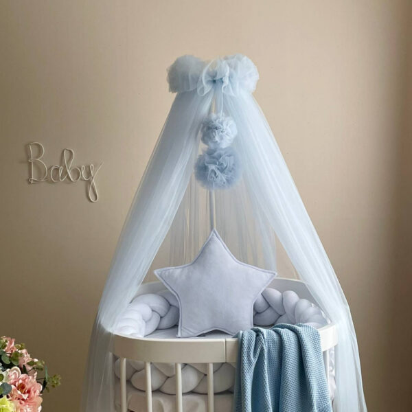 baldacchino celeste, Baldachino lettino neonato www.sognibebe.it vidreams